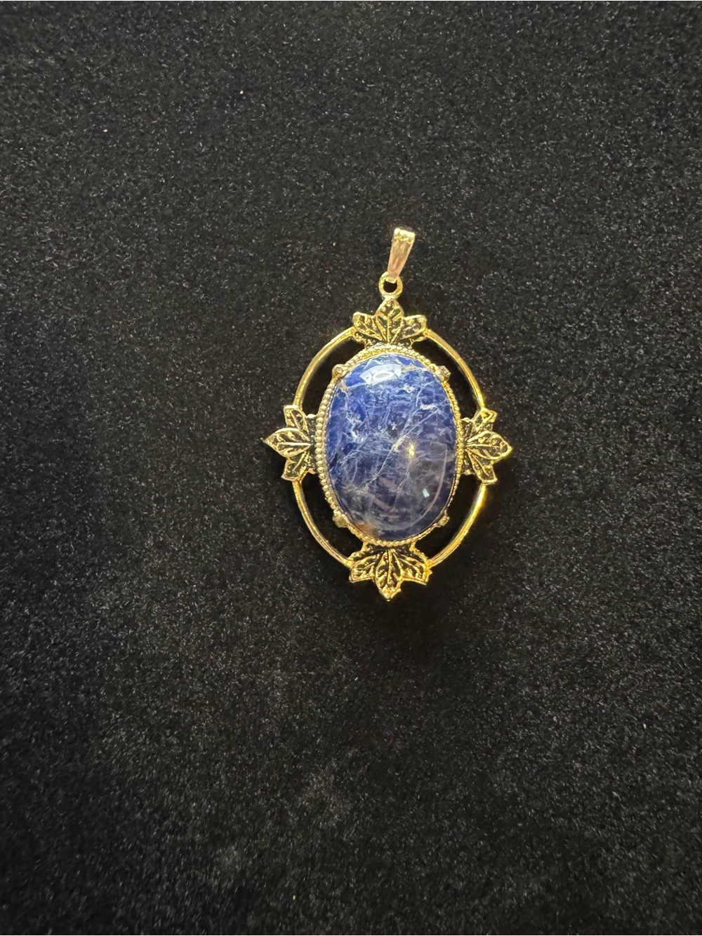 Vintage-Style Blue Oval Sodalite Pendant in a Filigree Frame